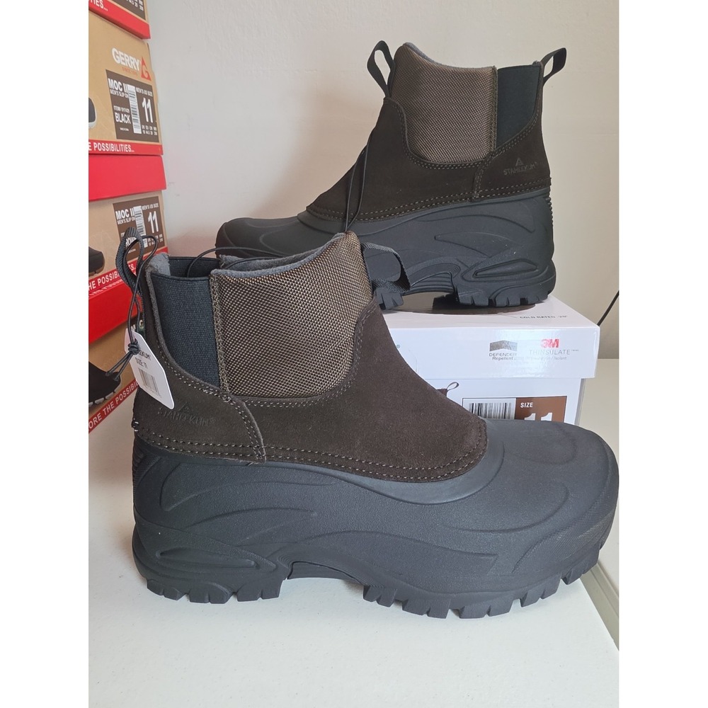 Staheekum Yukon Winter Boots Men's Black Brown Round Toe Ankle Waterproof - 11